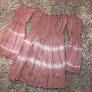 Strapless Pink and White Dress